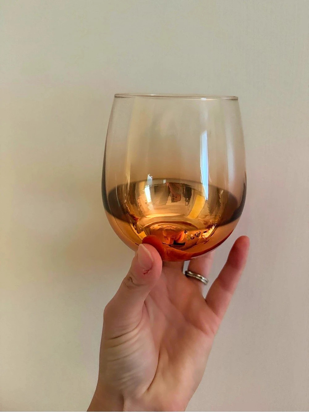 Harry & David Amber Ombre Stemless Wine Glasses Set of 2